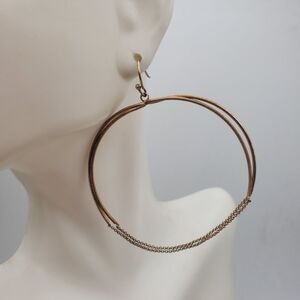 14k gold acid tested hoop chained earrings‎